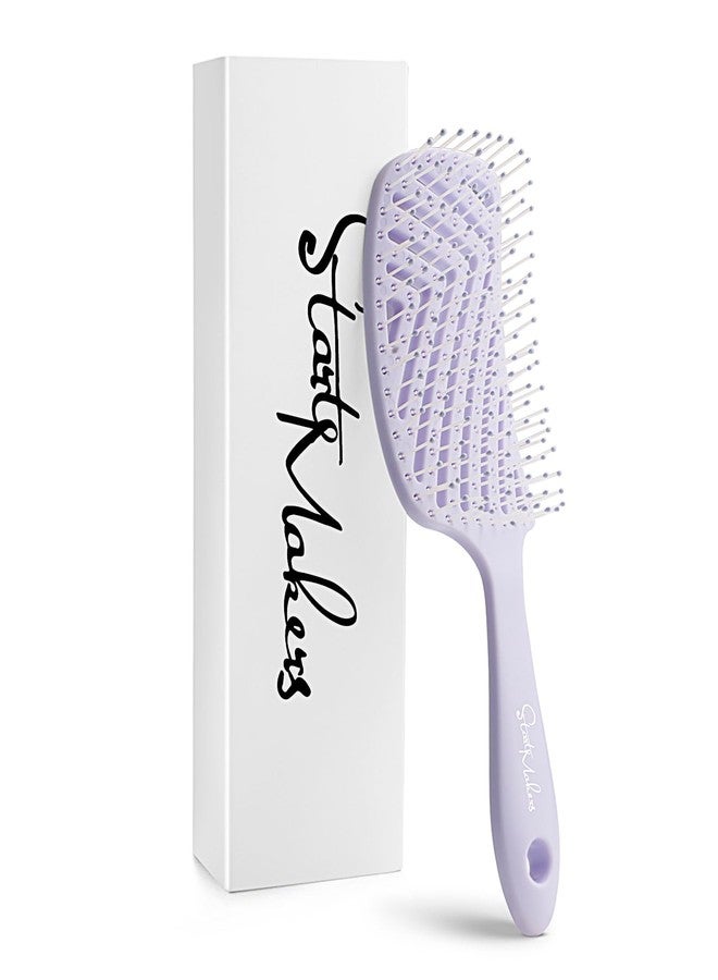 START MAKERS Hair Brush, Professional Vented Detangling Brush for Wet & Dry Curly Thick Straight Hair, Women Men Wide Paddle Brush Curved Detangler Hairbrush Lavender Purple - Image 1